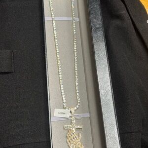Gold and Silver Cross Pendant Necklace